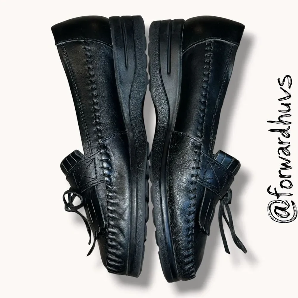 Dr. Scholl’s Gel Pac Black Leather Kiltie Loafers Women 8W
